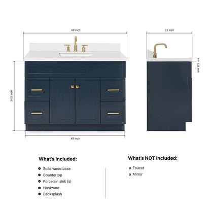 Bradford 48-Inch Midnight Blue bathroom vanity dimensions