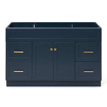 Bradford 54-inch Midnight Blue base cabinet on white back ground front view main image
