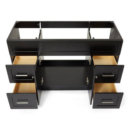 Bradford 54-inch Black base cabinet on white back ground side view open door
