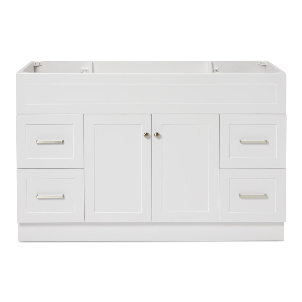 Bradford 54-inch White base cabinet on white back ground front view main image
