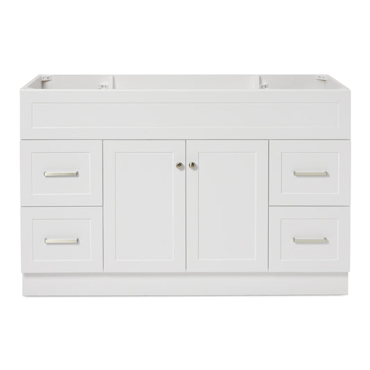 Bradford 54-inch White base cabinet on white back ground front view main image
