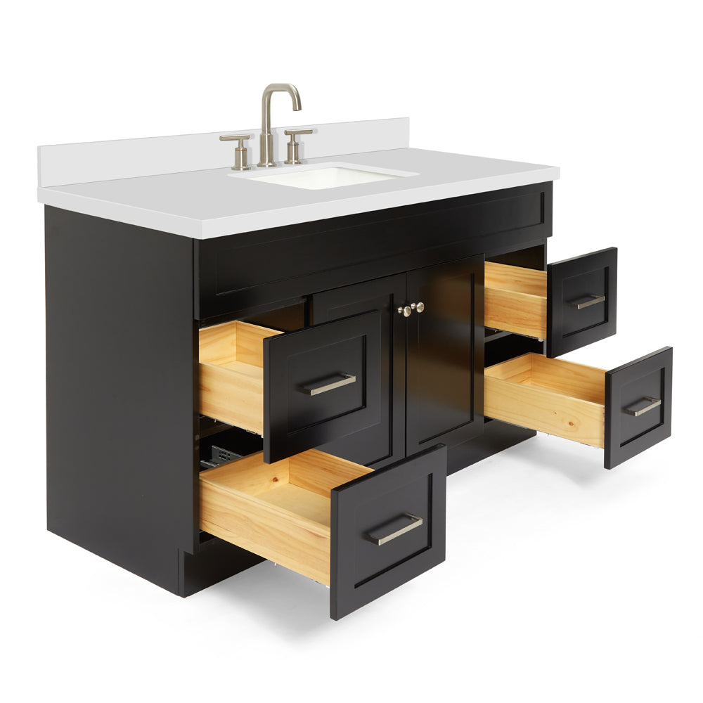 Bradford 54-Inch Black bathroom vanity on white background – product photo 1