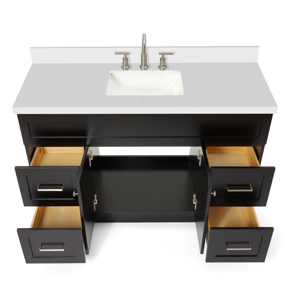 Bradford 54-Inch Black bathroom vanity on white background – product photo 2