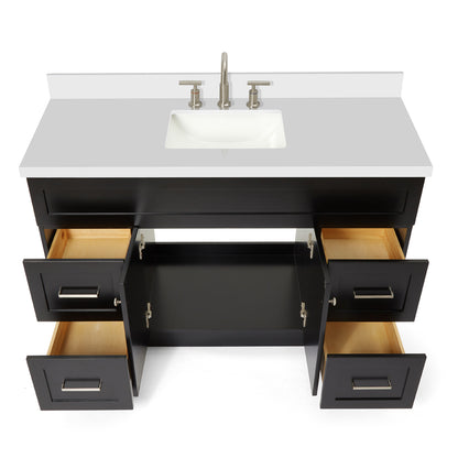 Bradford 54-Inch Black bathroom vanity on white background – product photo 2