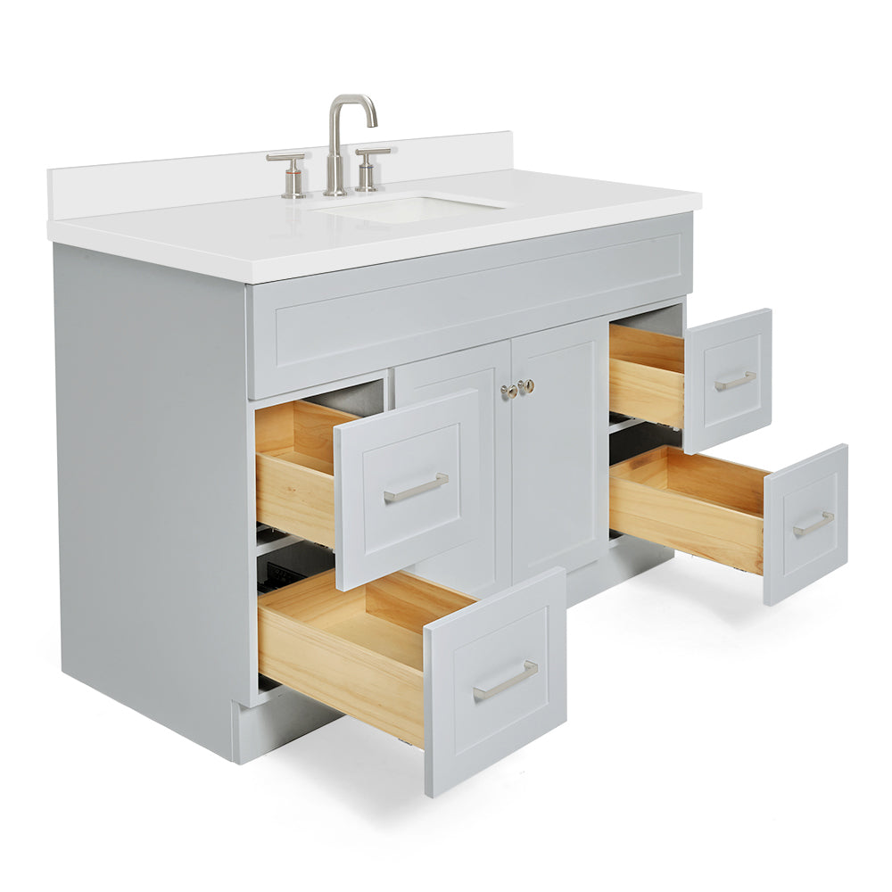 Bradford 54-Inch Grey bathroom vanity on white background – product photo 1