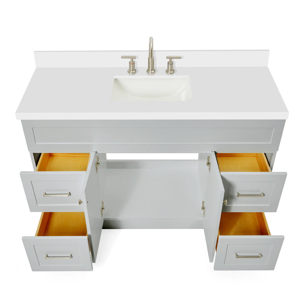 Bradford 54-Inch Grey bathroom vanity on white background – product photo 2