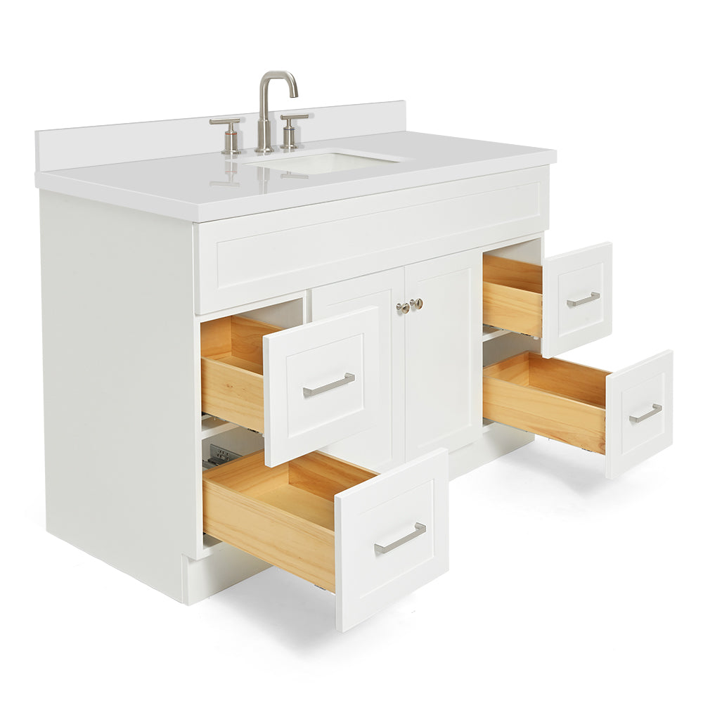 Bradford 54-Inch White bathroom vanity on white background – product photo 1