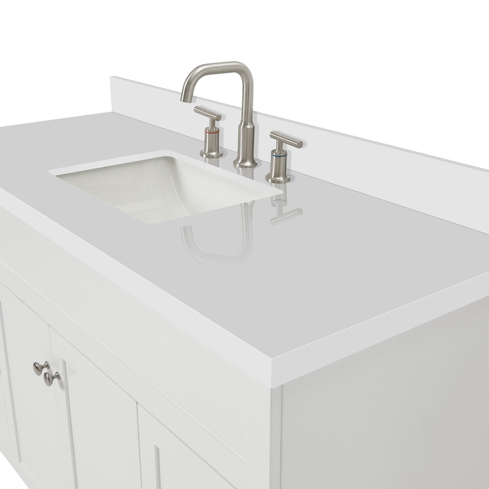 Bradford 54-Inch White bathroom vanity on white background – product photo 5