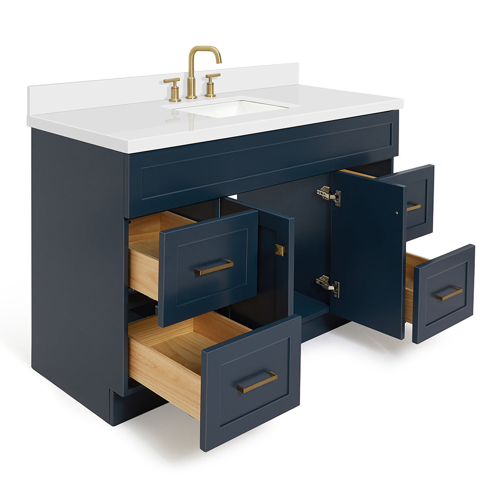 Bradford 54-Inch Midnight Blue bathroom vanity on white background – product photo 1