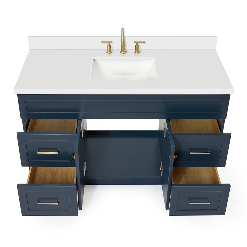 Bradford 54-Inch Midnight Blue bathroom vanity on white background – product photo 2