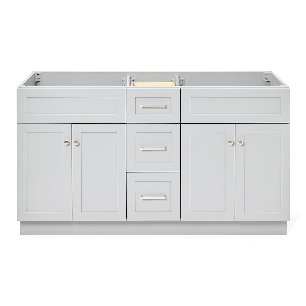 Bradford 60-inch Grey base cabinet on white back ground front view main image