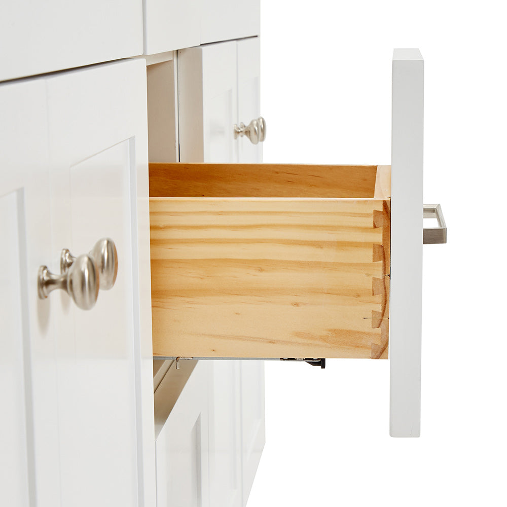 Bradford 60-inch White base cabinet on detail 1