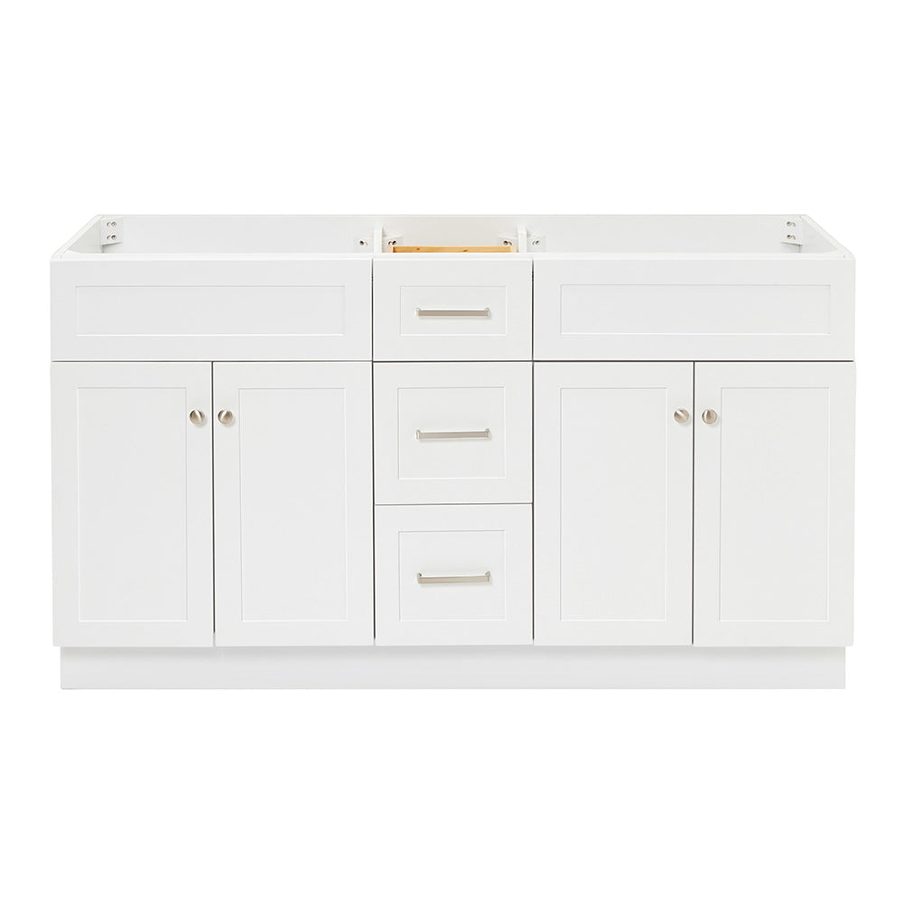 Bradford 60-inch White base cabinet on white back ground front view main image