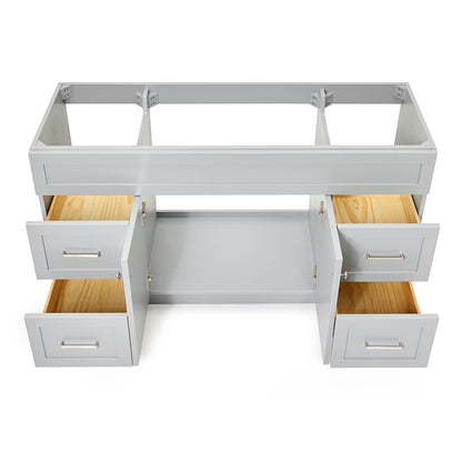 Bradford 60-inch Grey base cabinet on white back ground front view open door