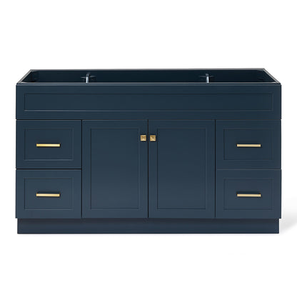 Bradford 60-inch Midnight Blue base cabinet on white back ground front view main image