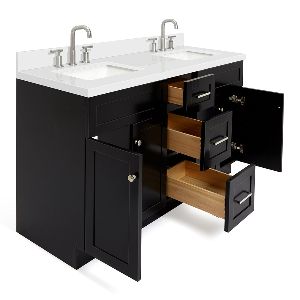 Bradford 60-Inch Black bathroom vanity on white background – product photo 1