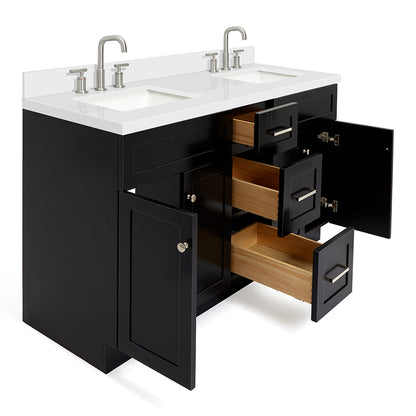 Bradford 60-Inch Black bathroom vanity on white background – product photo 1