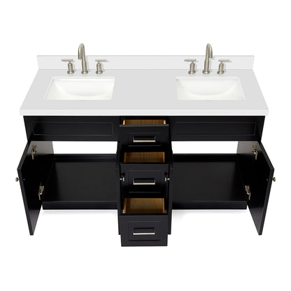 Bradford 60-Inch Black bathroom vanity on white background – product photo 2