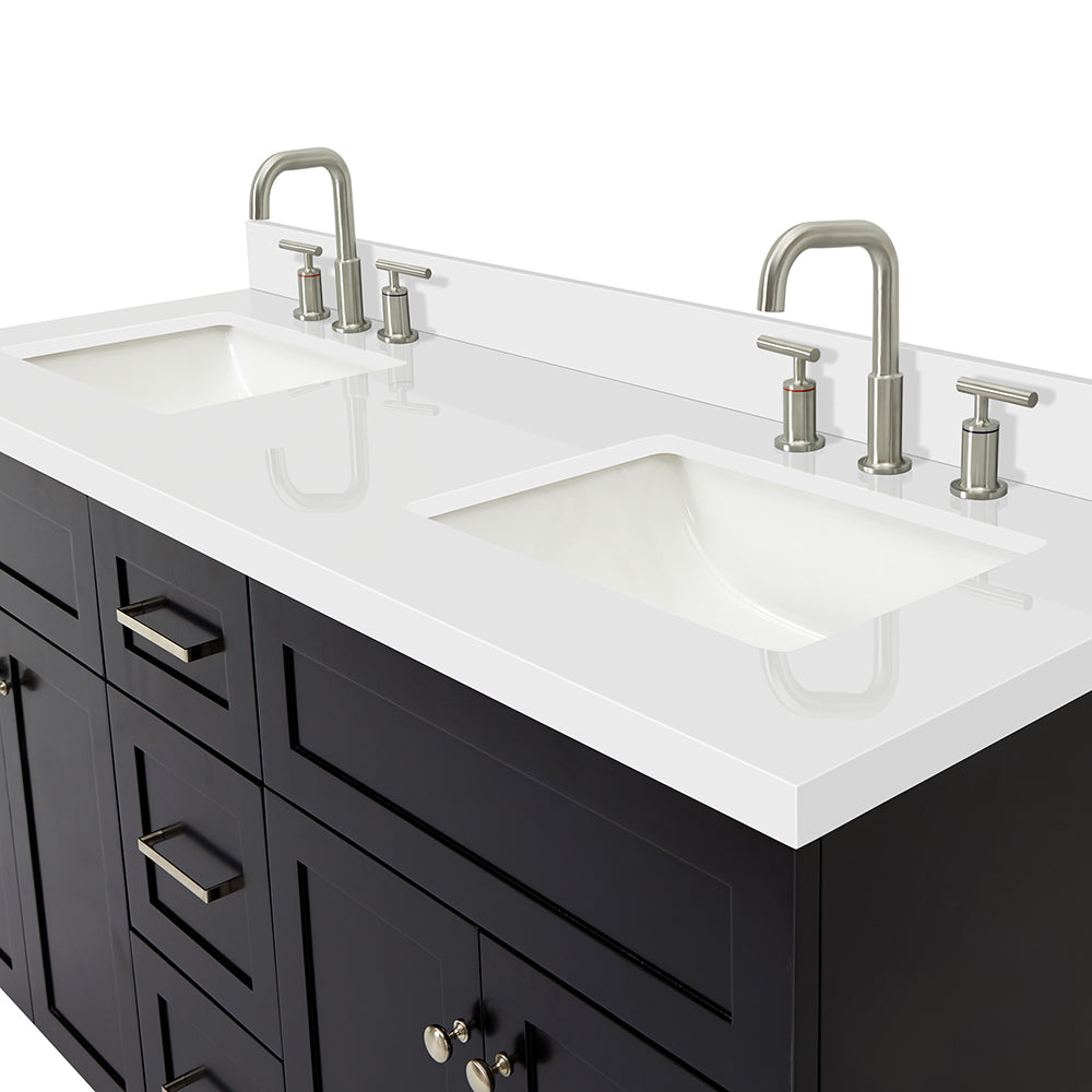 Bradford 60-Inch Black bathroom vanity on white background – product photo 5