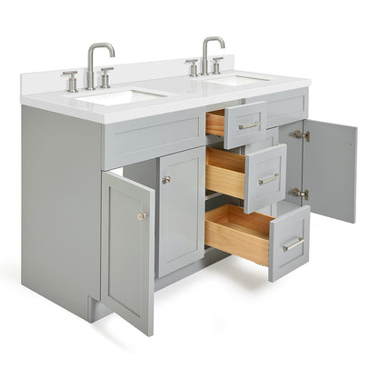Bradford 60-Inch Grey bathroom vanity on white background – product photo 1