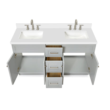 Bradford 60-Inch Grey bathroom vanity on white background – product photo 2