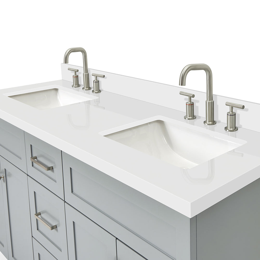 Bradford 60-Inch Grey bathroom vanity on white background – product photo 5