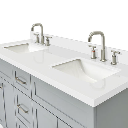 Bradford 60-Inch Grey bathroom vanity on white background – product photo 5