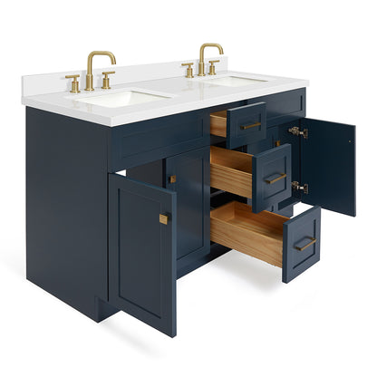 Bradford 60-Inch Midnight Blue bathroom vanity on white background – product photo 1