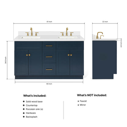 Bradford 60-Inch Midnight Blue bathroom vanity dimensions