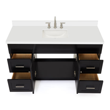 Bradford 60-Inch Black bathroom vanity on white background – product photo 2