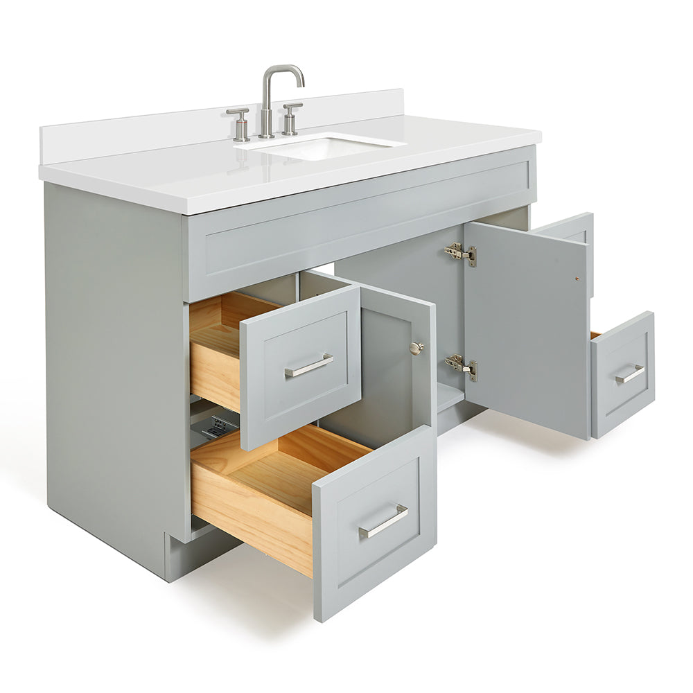 Bradford 60-Inch Grey bathroom vanity on white background – product photo 1