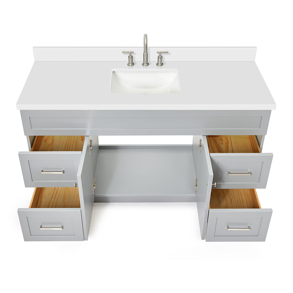 Bradford 60-Inch Grey bathroom vanity on white background – product photo 2