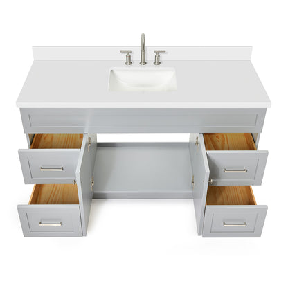 Bradford 60-Inch Grey bathroom vanity on white background – product photo 2