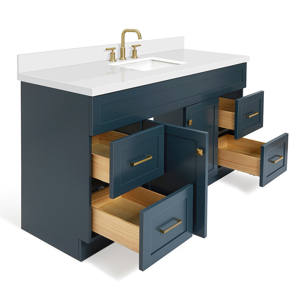 Bradford 60-Inch Midnight Blue bathroom vanity on white background – product photo 1