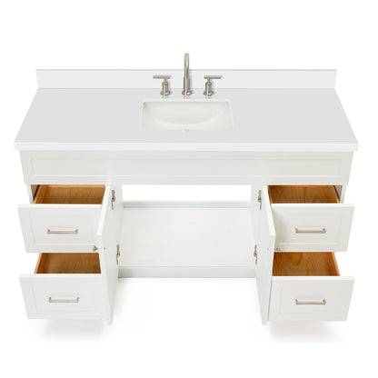 Bradford 60-Inch White bathroom vanity on white background – product photo 2