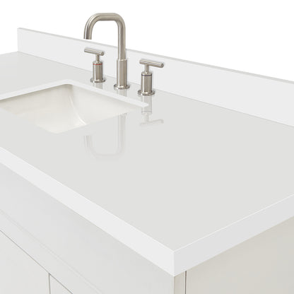 Bradford 60-Inch White bathroom vanity on white background – product photo 5