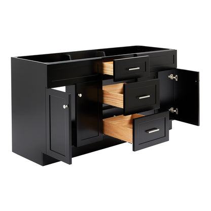 Bradford 66-inch Black base cabinet on white back ground side view open door