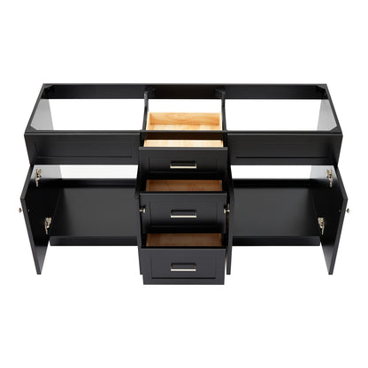 Bradford 66-inch Black base cabinet on white back ground front view open door