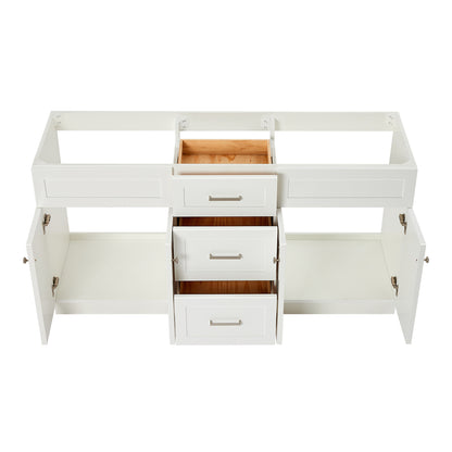 Bradford 66-inch White base cabinet on white back ground front view open door