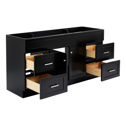 Bradford 66-inch Black base cabinet on white back ground side view open door