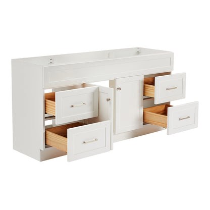Bradford 66-inch White base cabinet on white back ground side view open door