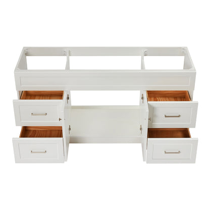 Bradford 66-inch White base cabinet on white back ground front view open door