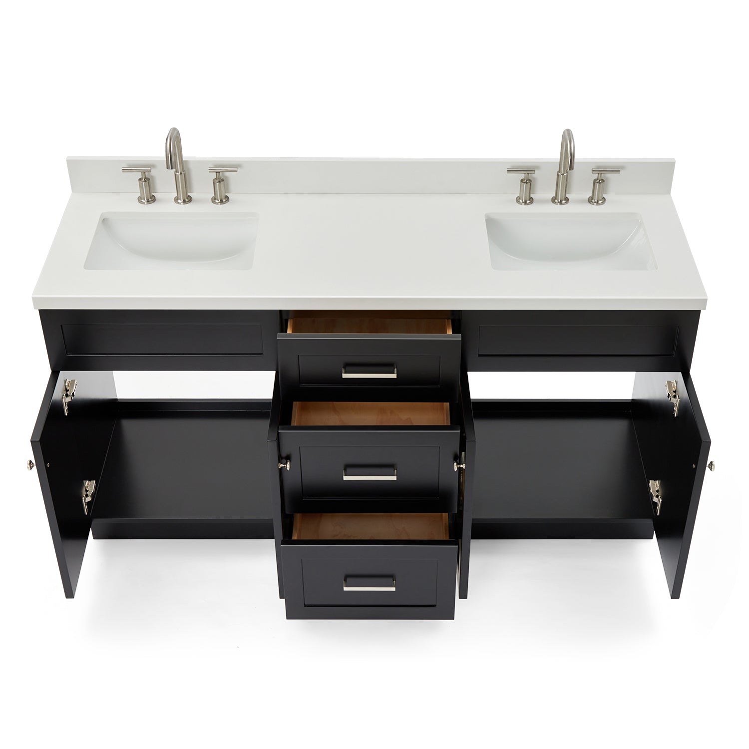 Bradford 66-Inch Black bathroom vanity on white background – product photo 2