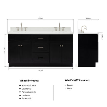 Bradford 66-Inch Black bathroom vanity dimensions