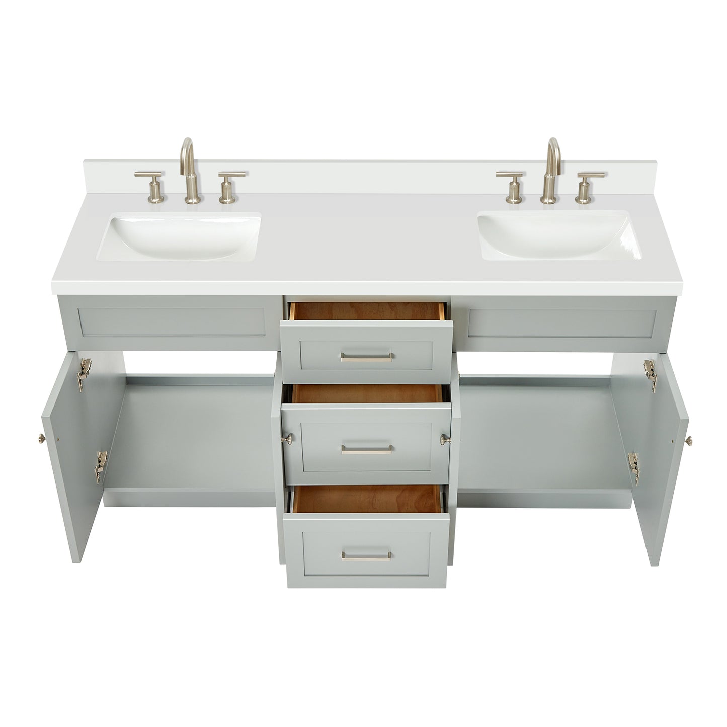 Bradford 66-Inch Grey bathroom vanity on white background – product photo 2