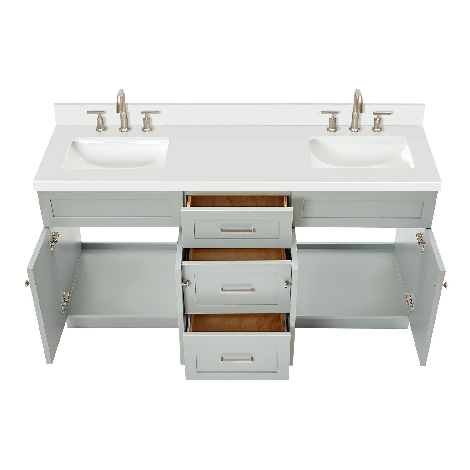 Bradford 66-Inch Grey bathroom vanity on white background – product photo 2
