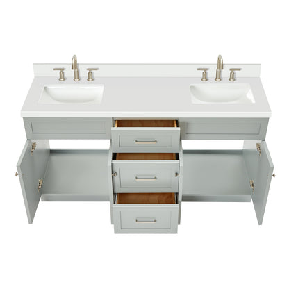 Bradford 66-Inch Grey bathroom vanity on white background – product photo 2