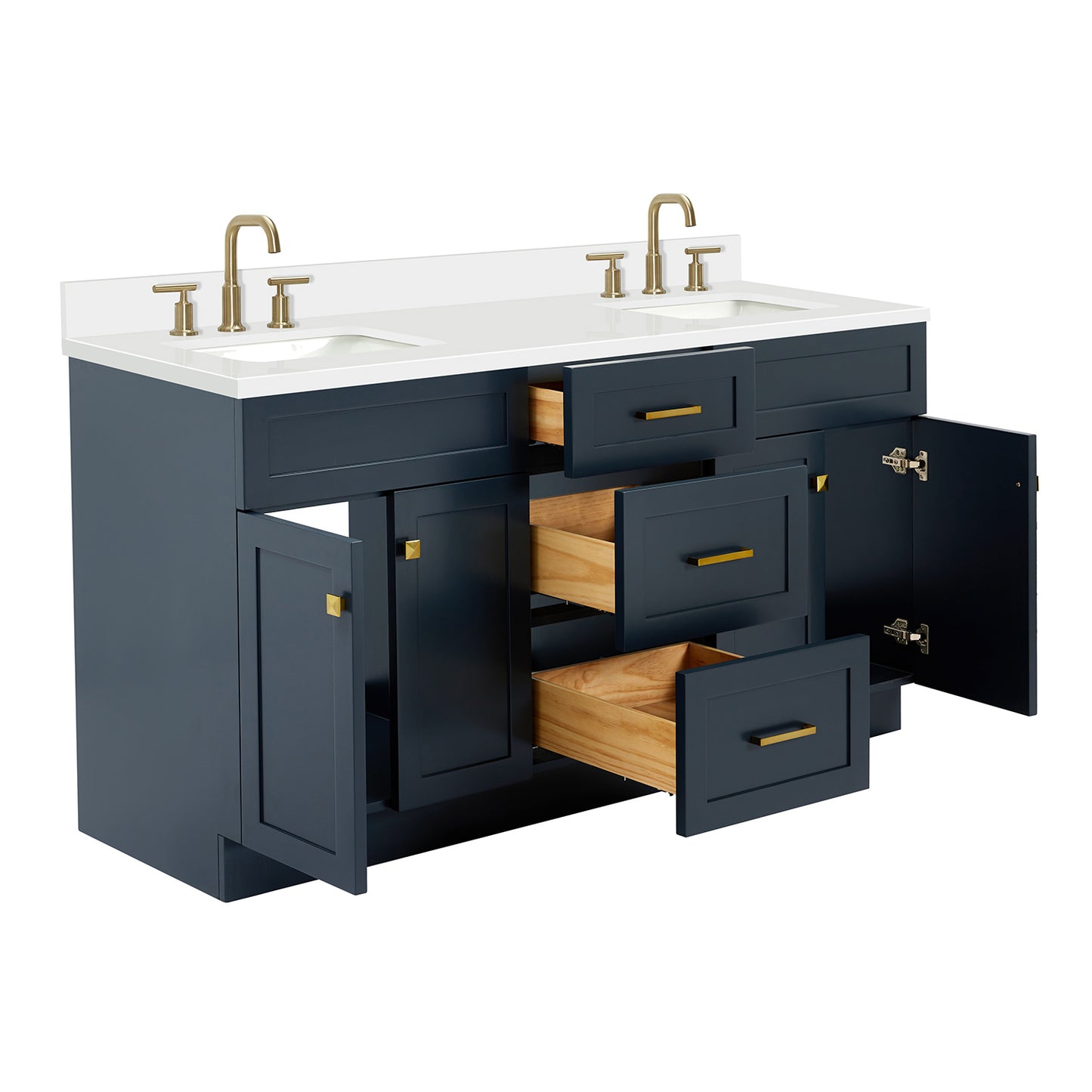 Bradford 66-Inch Midnight Blue bathroom vanity on white background – product photo 1