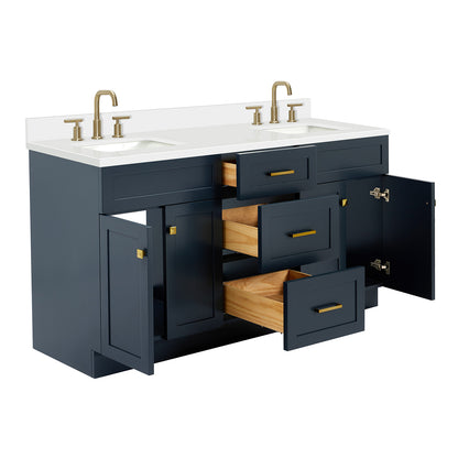 Bradford 66-Inch Midnight Blue bathroom vanity on white background – product photo 1