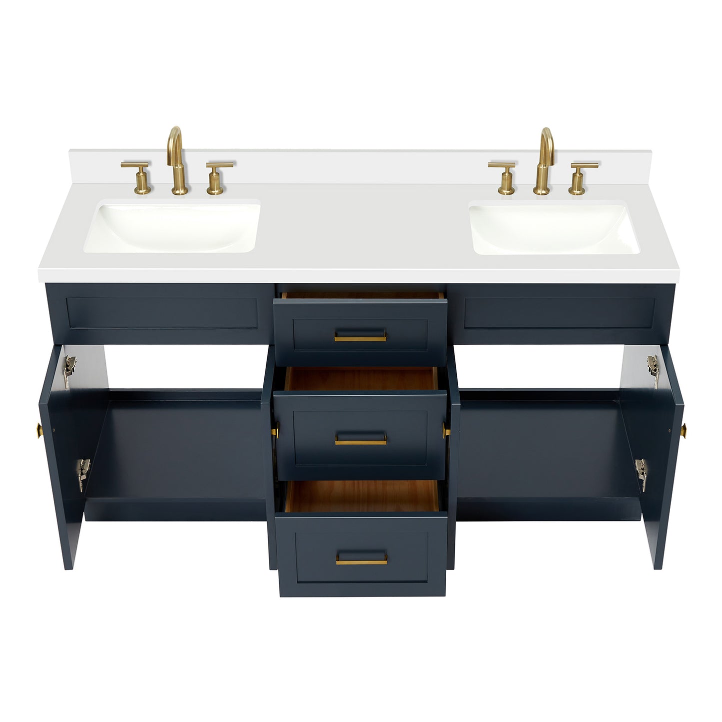 Bradford 66-Inch Midnight Blue bathroom vanity on white background – product photo 2